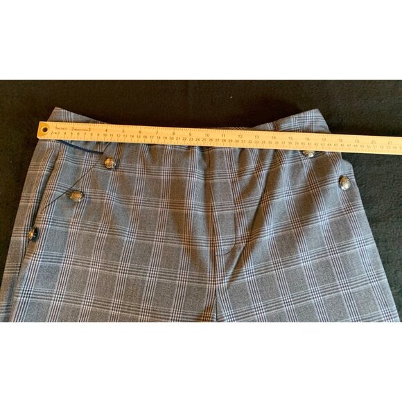 Plaid Womens Wide-Leg Pants By Roz & Ali Size 14 Grey & White Checkered Polyeste - Picture 8 of 11